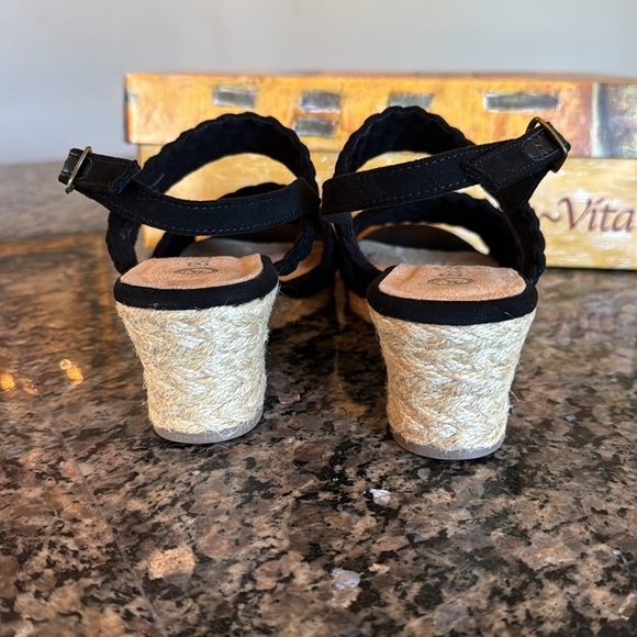 Bella Vita Mariela black suede espadrilles 2” wedge sandal NIB 6.5 - Picture 7 of 10
